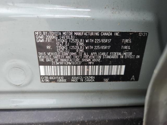2T3W1RFV3MW183037 - 2021 TOYOTA RAV4 XLE 灰色 照片 13