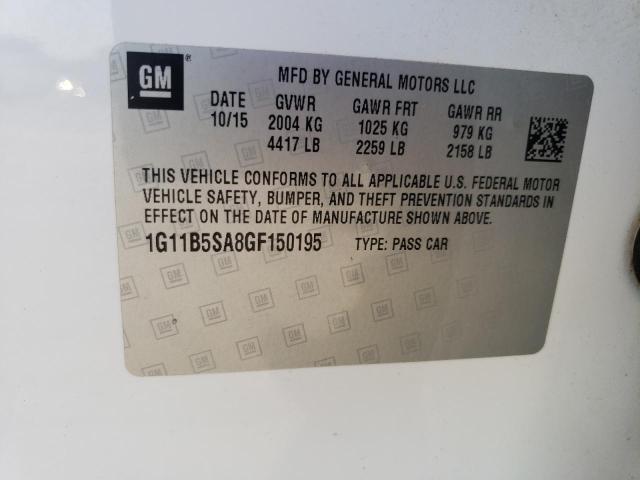 1G11B5SA8GF150195 - 2016 CHEVROLET MALIBU LIM LS თეთრი ფოტო 12