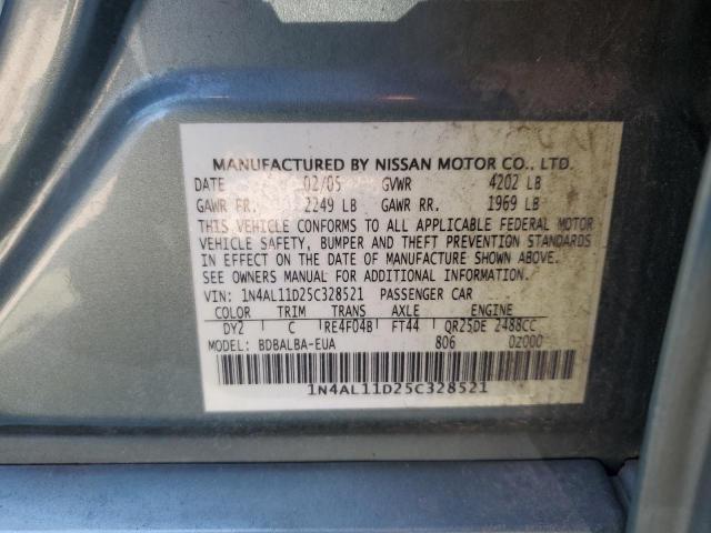 1N4AL11D25C328521 - 2005 NISSAN ALTIMA 2.5 S GREEN photo 12