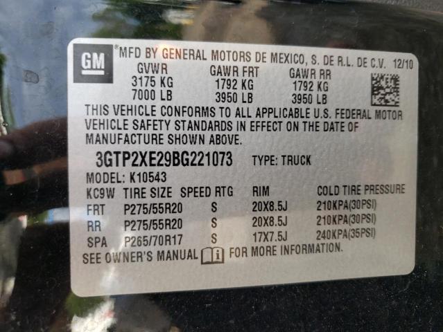 3GTP2XE29BG221073 - 2011 GMC SIERRA K1500 DENALI BLACK photo 12