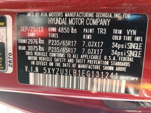 5XYZU3LB1EG131241 - 2014 HYUNDAI SANTA FE S RED photo 13