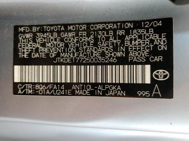 JTKDE177250035246 - 2005 TOYOTA SCION TC 蓝色 照片 12