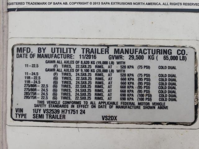 1UYVS2539H7175124 - 2017 UTILITY TRAILER Ağ foto 10