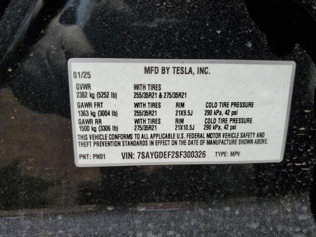 7SAYGDEF2SF300326 - 2025 TESLA MODEL Y CHARCOAL photo 13