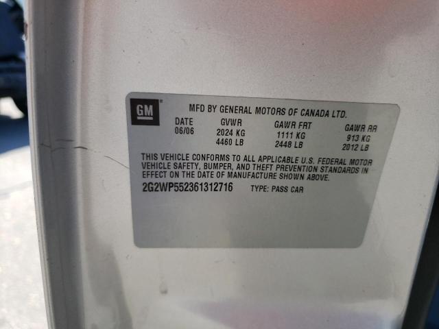 2G2WP552361312716 - 2006 PONTIAC GRAND PRIX 银色 照片 12