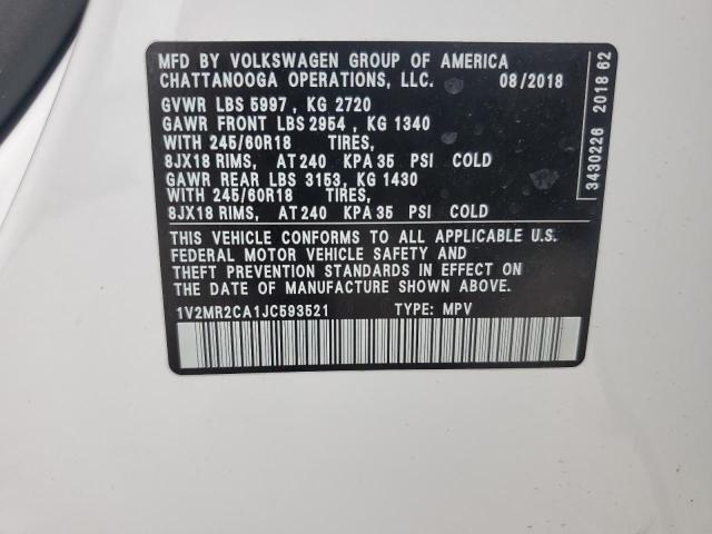 1V2MR2CA1JC593521 - 2018 VOLKSWAGEN ATLAS SEL Ağ foto 13