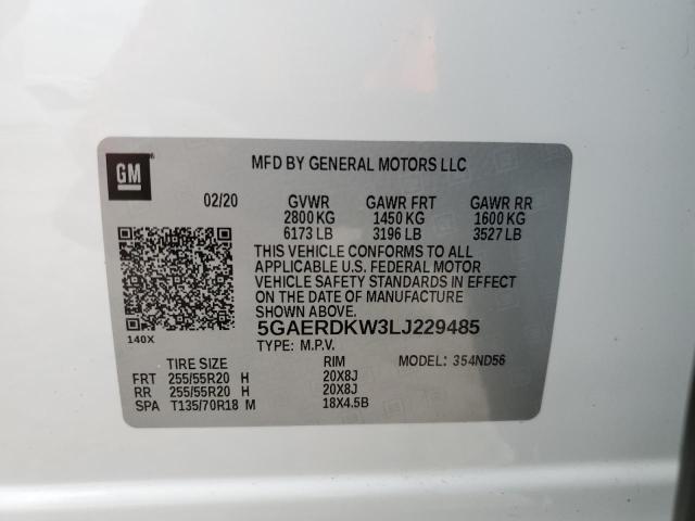 5GAERDKW3LJ229485 - 2020 BUICK ENCLAVE AVENIR 白色 照片 13