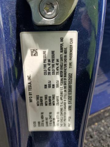 5YJ3E1EB6MF852682 - 2021 TESLA MODEL 3 Синій фото 12