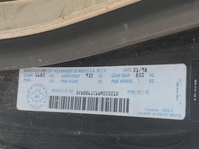 3VWBB61C6WM005012 - 1998 VOLKSWAGEN NEW BEETLE BLACK photo 13