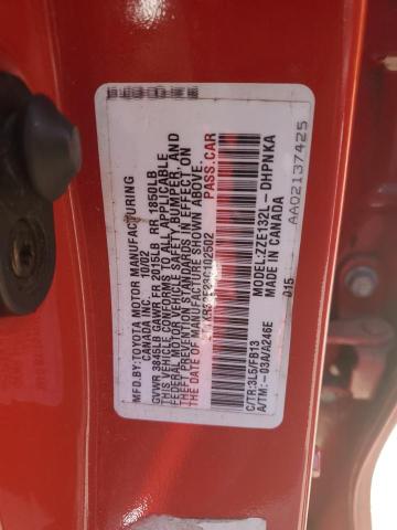 2T1KR32E23C102502 - 2003 TOYOTA COROLLA MA XR RED photo 12