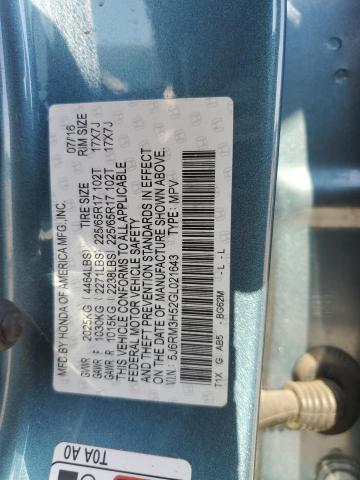 5J6RM3H52GL021643 - 2016 HONDA CR-V EX TEAL photo 13