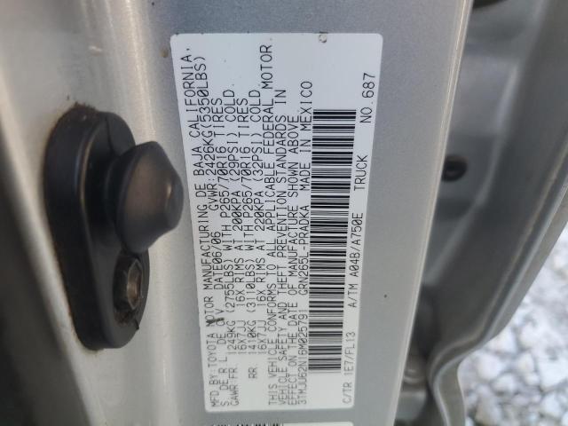 3TMJU62N16M025791 - 2006 TOYOTA TACOMA DOUBLE CAB PRERUNNER SILVER photo 12