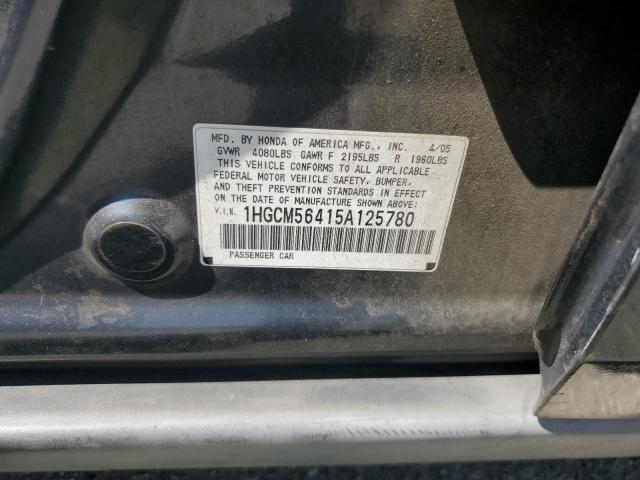 1HGCM56415A125780 - 2005 HONDA ACCORD LX CHARCOAL photo 12