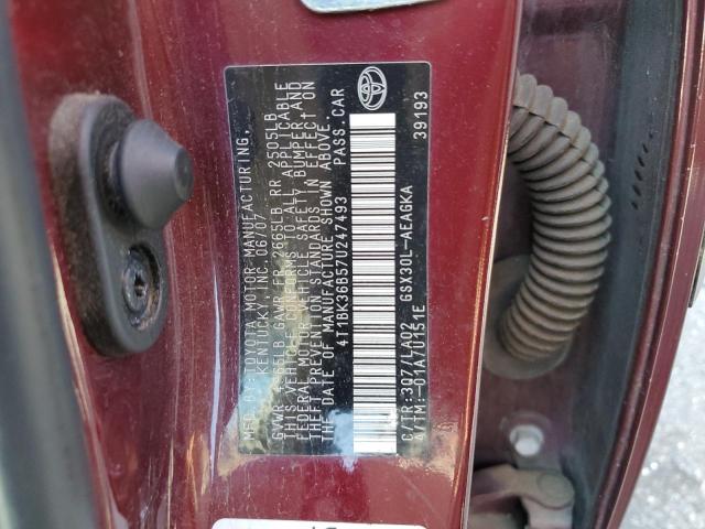 4T1BK36B57U247493 - 2007 TOYOTA AVALON XL RED photo 12