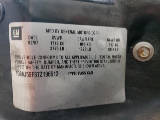1G8AJ55F37Z196513 - 2007 SATURN ION LEVEL 2 BLACK photo 12
