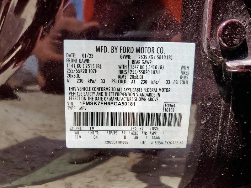 1FMSK7FH6PGA50181 - 2023 FORD EXPLORER LIMITED Bordo fotoğraf 14