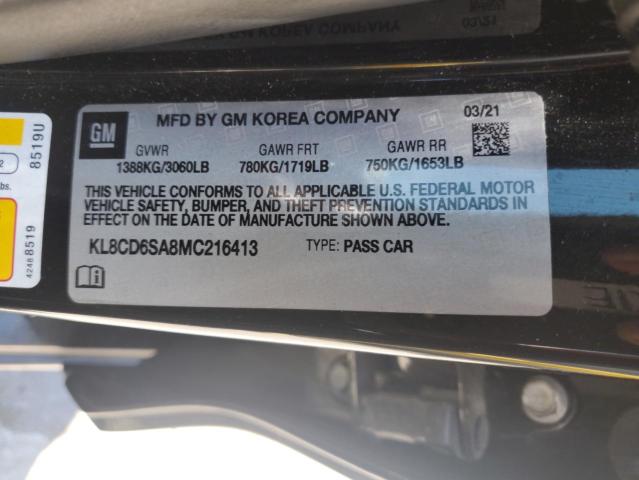 KL8CD6SA8MC216413 - 2021 CHEVROLET SPARK 1LT BLACK photo 12