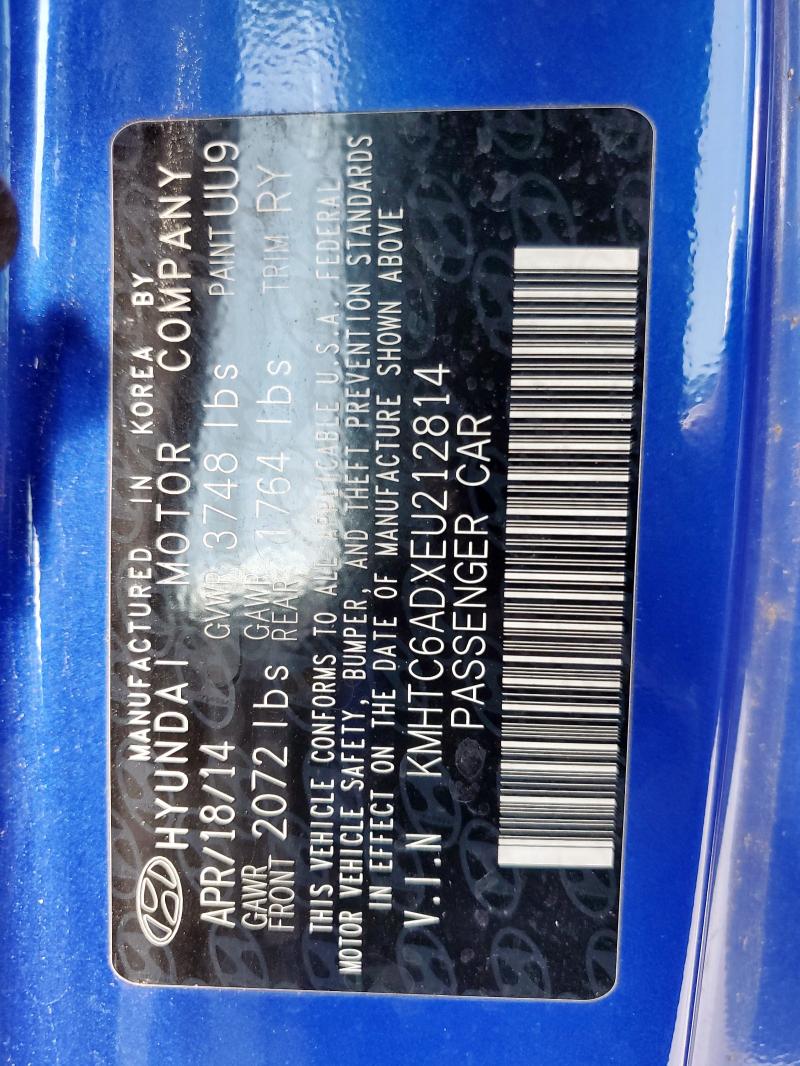 KMHTC6ADXEU212814 - 2014 HYUNDAI VELOSTER 蓝色 照片 13