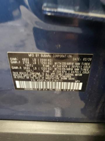 4S4BTALC2L3184111 - 2020 SUBARU OUTBACK LIMITED BLUE photo 12