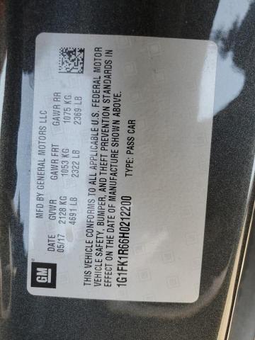 1G1FK1R66H0212200 - 2017 CHEVROLET CAMARO ZL1 GRAY photo 12