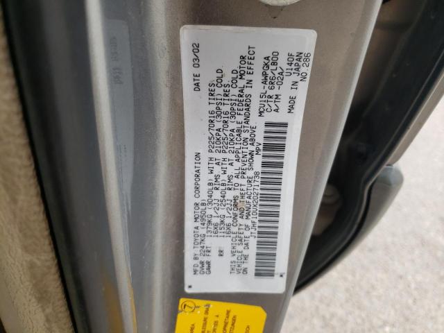 JTJHF10UX20271738 - 2002 LEXUS RX 300 GRAY photo 12