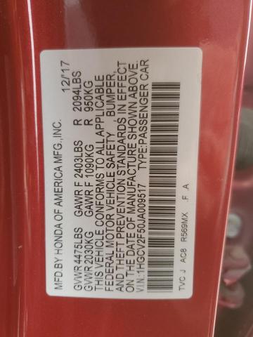 1HGCV2F50JA009517 - 2018 HONDA ACCORD EXL Rot Foto 12