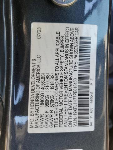 19XFL1H77PE016450 - 2023 HONDA CIVIC EXL შავი ფოტო 13