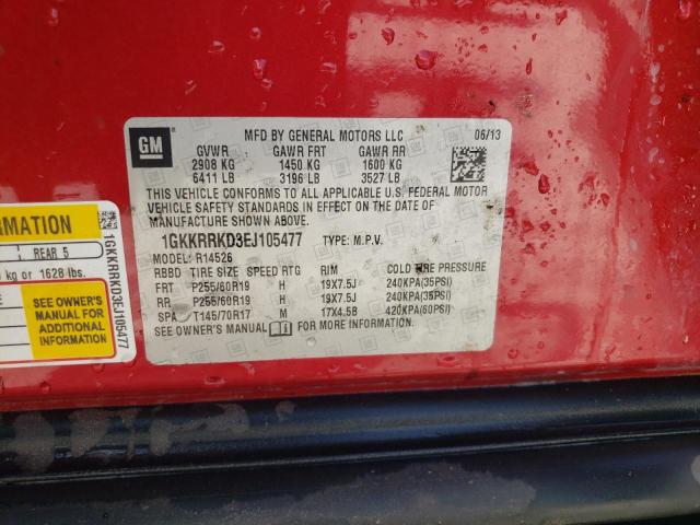 1GKKRRKD3EJ105477 - 2014 GMC ACADIA SLT-1 RED photo 13