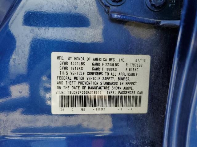 19UDE2F35GA016510 - 2016 ACURA ILX BASE WATCH PLUS BLUE photo 12