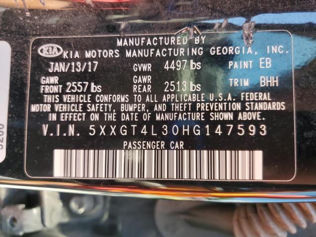 5XXGT4L30HG147593 - 2017 KIA OPTIMA LX 黑色 照片 12