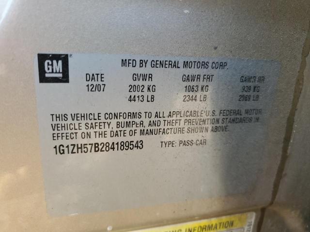 1G1ZH57B284189543 - 2008 CHEVROLET MALIBU 1LT 金色 照片 10