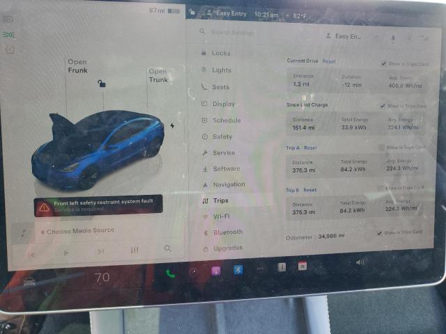 5YJ3E1EA0PF556469 - 2023 TESLA MODEL 3 BLUE photo 9