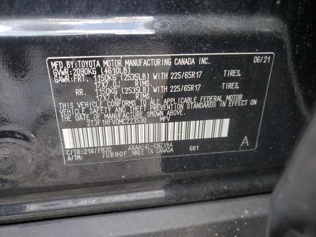 2T3F1RFV0MC223530 - 2021 TOYOTA RAV4 LE BLACK photo 14