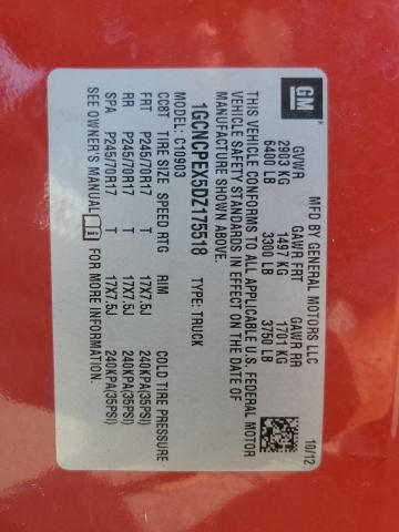 1GCNCPEX5DZ175518 - 2013 CHEVROLET SILVERADO C1500 RED photo 12