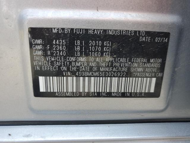 4S3BMCM65E3026922 - 2014 SUBARU LEGACY 2.5I LIMITED SILVER photo 13