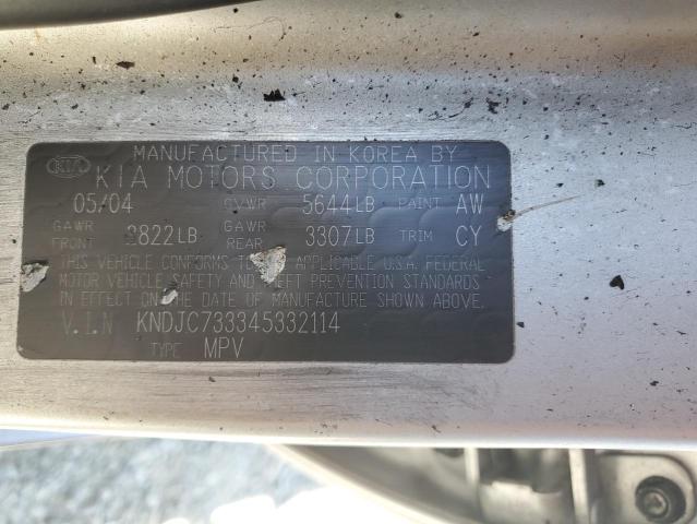 KNDJC733345332114 - 2004 KIA SORENTO EX SILVER photo 13