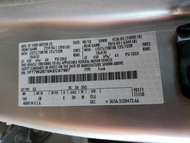 1FT7W2BT6KEC67987 - 2019 FORD F250 SUPER DUTY SILVER photo 12