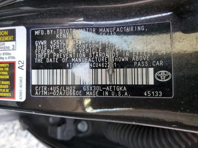 4T1BK3DB4CU462361 - 2012 TOYOTA AVALON BASE Qəhvəyi foto 12