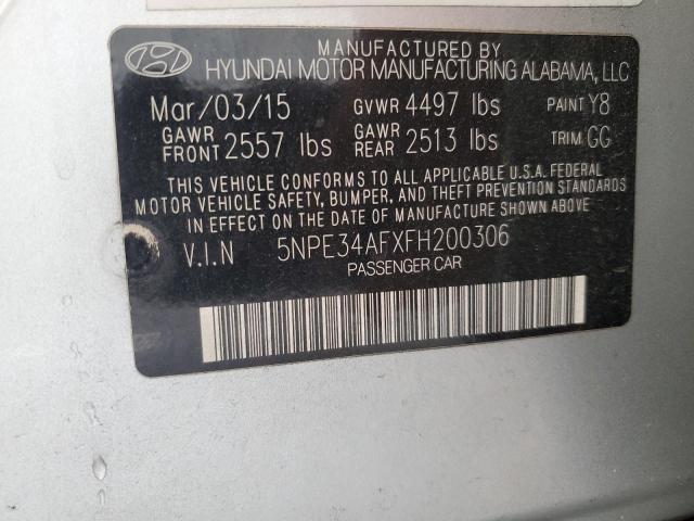 5NPE34AFXFH200306 - 2015 HYUNDAI SONATA SPORT SILVER photo 12