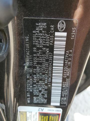 4T1BK3DB9BU423957 - 2011 TOYOTA AVALON BASE 石墨色 照片 12