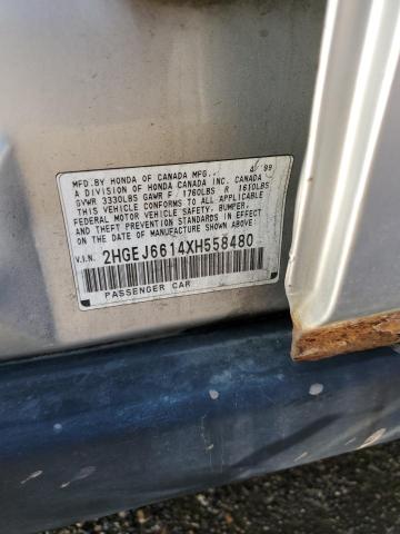 2HGEJ6614XH558480 - 1999 HONDA CIVIC BASE SILVER photo 12