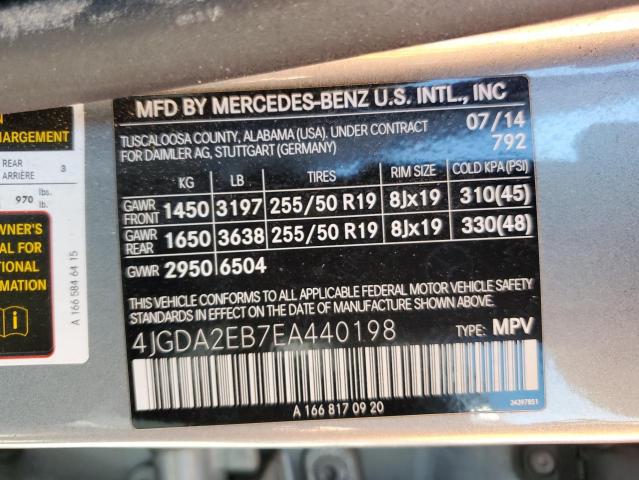 4JGDA2EB7EA440198 - 2014 MERCEDES-BENZ ML 350 BLUETEC SILVER photo 13