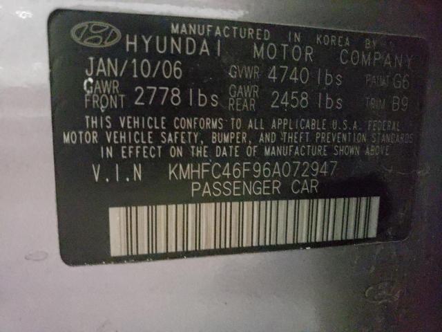 KMHFC46F96A072947 - 2006 HYUNDAI AZERA SE SILVER photo 12