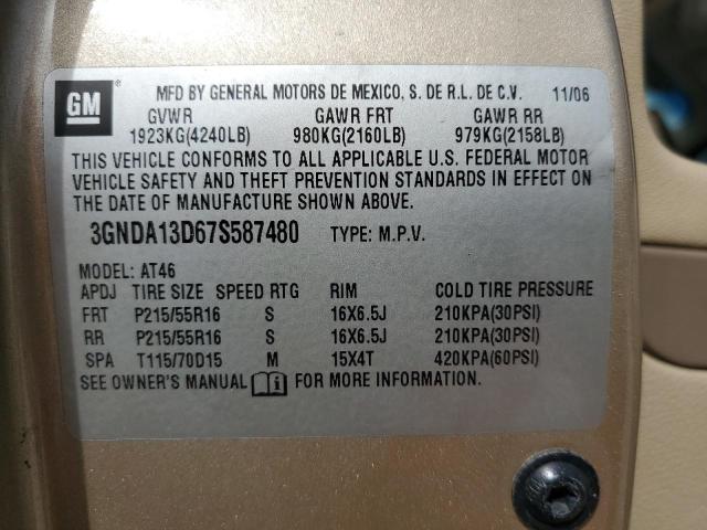 3GNDA13D67S587480 - 2007 CHEVROLET HHR LS 棕色 照片 13