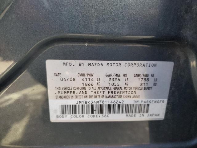 JM1BK34M781146242 - 2008 MAZDA SPEED 3 Сұр фото 12