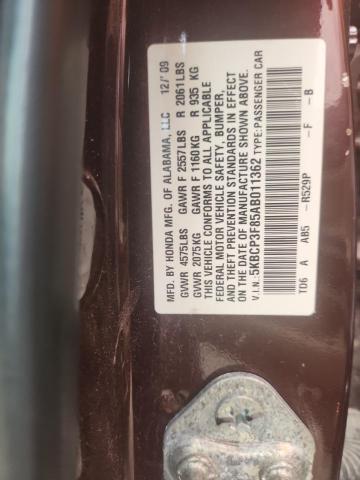 5KBCP3F85AB011362 - 2010 HONDA ACCORD EXL MAROON photo 12