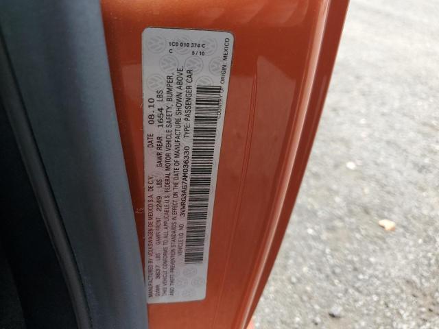 3VWRG3AG7AM036330 - 2010 VOLKSWAGEN NEW BEETLE Orange Foto 12