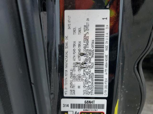 5TFRX5GN9HX095520 - 2017 TOYOTA TACOMA ACCESS CAB შავი ფოტო 12