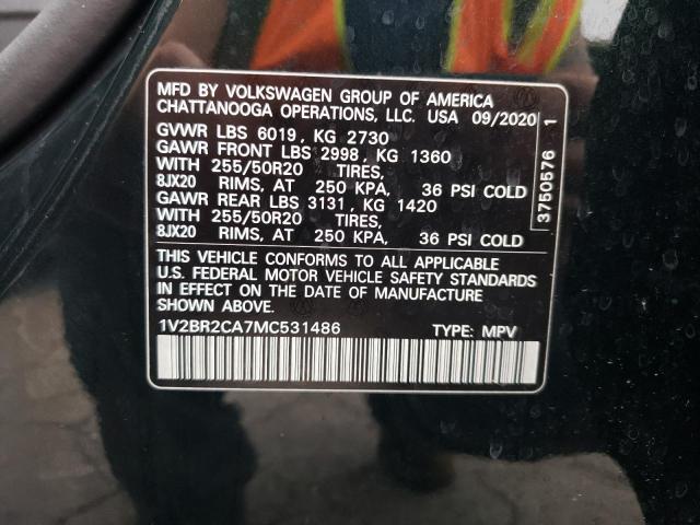 1V2BR2CA7MC531486 - 2021 VOLKSWAGEN ATLAS SEL GREEN photo 13