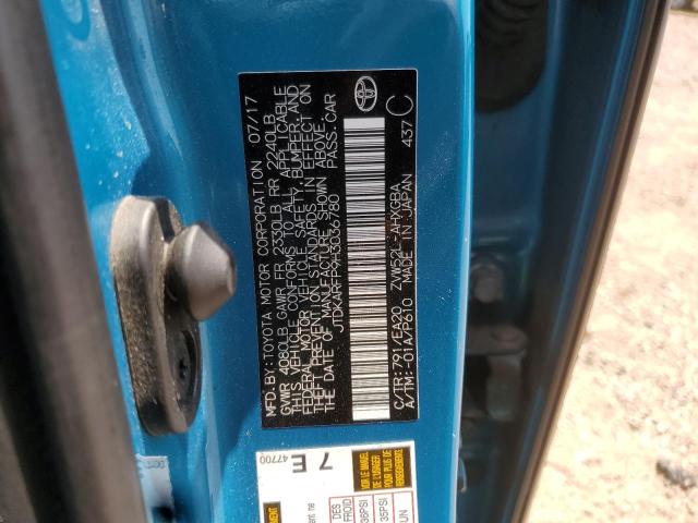 JTDKARFP9H3036780 - 2017 TOYOTA PRIUS PRIM BLUE photo 12